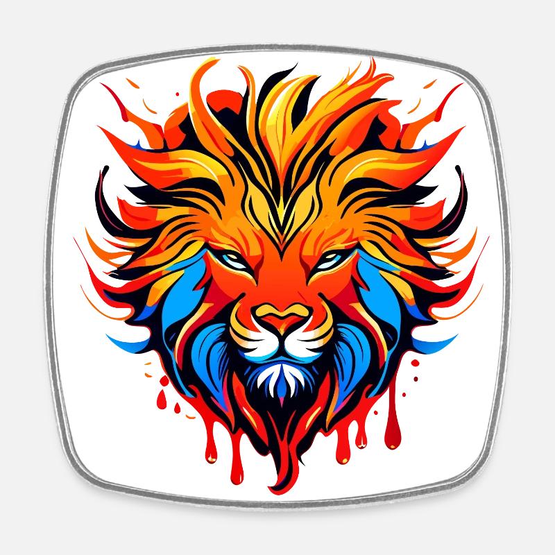 Leo, Zodiac sign colored - Square fridge magnet - white