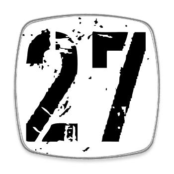 27 Number 27 - Square fridge magnet - white - Front