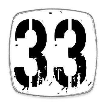 33 Nombre 33 - Magnet carré - blanc - Devant