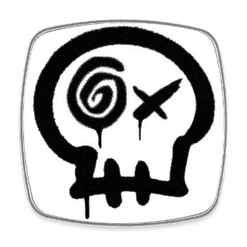Pation skull - Viereckiger Kühlschrankmagnet - Weiß - Vorne