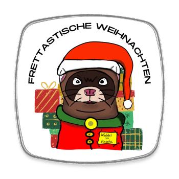 Frettische Weihnachten - Frettchen Weihnachten - Viereckiger Kühlschrankmagnet - Weiß - Vorne