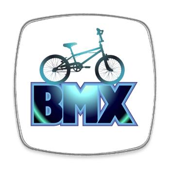 Vélo BMX bleu - Magnet carré - blanc - Devant