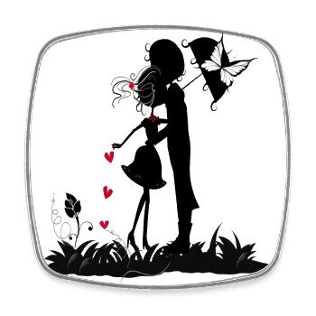Paper cutting in love - Square fridge magnet - white - Front