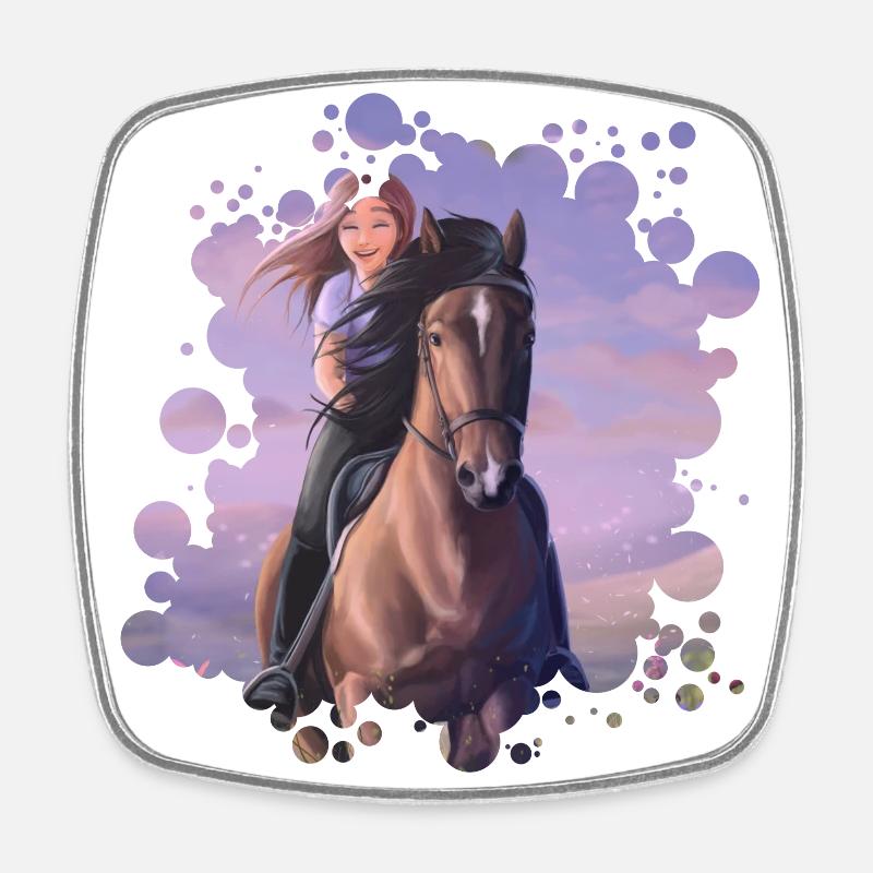 Balade à cheval en journée - Magnet carré - blanc
