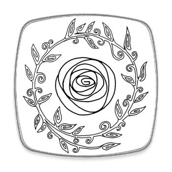 Black Crowned Flower - Square fridge magnet - white - Front
