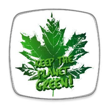 Leaf (Keep Green, lettering) - Square fridge magnet - white - Front