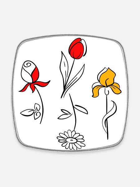 Sommerblumen - Viereckiger Kühlschrankmagnet - Weiß