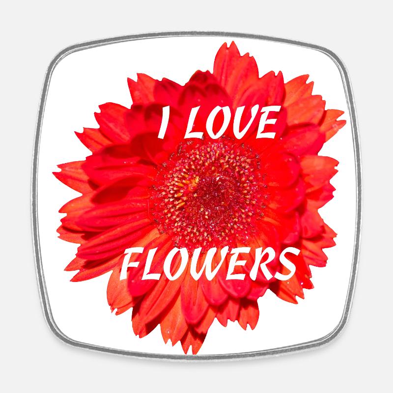 Fleur de Gerbera - Fleurs d’Amour - Magnet carré - blanc