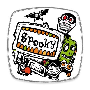 Spooky Monster Halloween - Viereckiger Kühlschrankmagnet - Weiß - Vorne