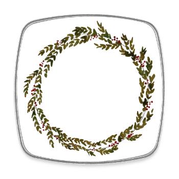 Kranz - weihnachtskranz - Blätter - Viereckiger Kühlschrankmagnet - Weiß - Vorne