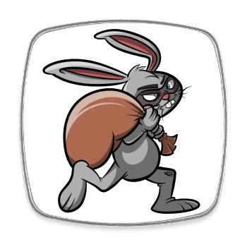 Voleur de banque - Lapin sur Raid Robbery Ganove - Magnet carré - blanc - Devant
