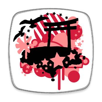 Japan-Style (Torii, Sterne) - Viereckiger Kühlschrankmagnet - Weiß - Vorne