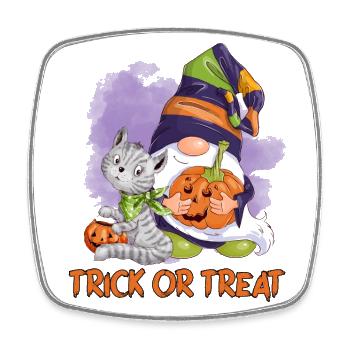 Halloween-Trick-or-Treat-Wichtel - Viereckiger Kühlschrankmagnet - Weiß - Vorne
