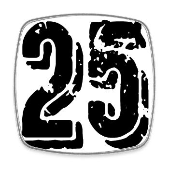 25 Zahl Trikot - Viereckiger Kühlschrankmagnet - Weiß - Vorne