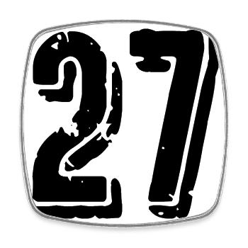 27 number jersey - Square fridge magnet - white - Front