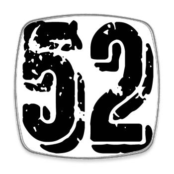 52 number jersey - Square fridge magnet - white - Front