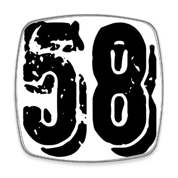 58 number jersey - Square fridge magnet - white - Front