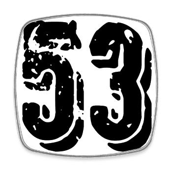 Maillot à 53 numéros - Magnet carré - blanc - Devant