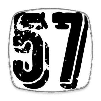57 number jersey - Square fridge magnet - white - Front