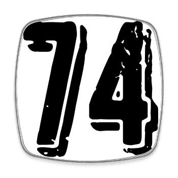 74 number jersey - Square fridge magnet - white - Front
