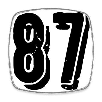 87 Zahl Trikot - Viereckiger Kühlschrankmagnet - Weiß - Vorne