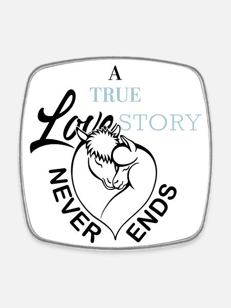Alpaca Lama Love Story - Square fridge magnet - white