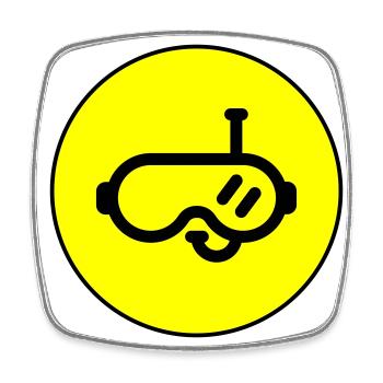 Diving goggles circle - Square fridge magnet - white - Front