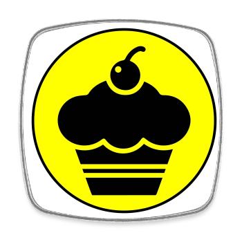 Muffin Silhouette Kreis - Viereckiger Kühlschrankmagnet - Weiß - Vorne