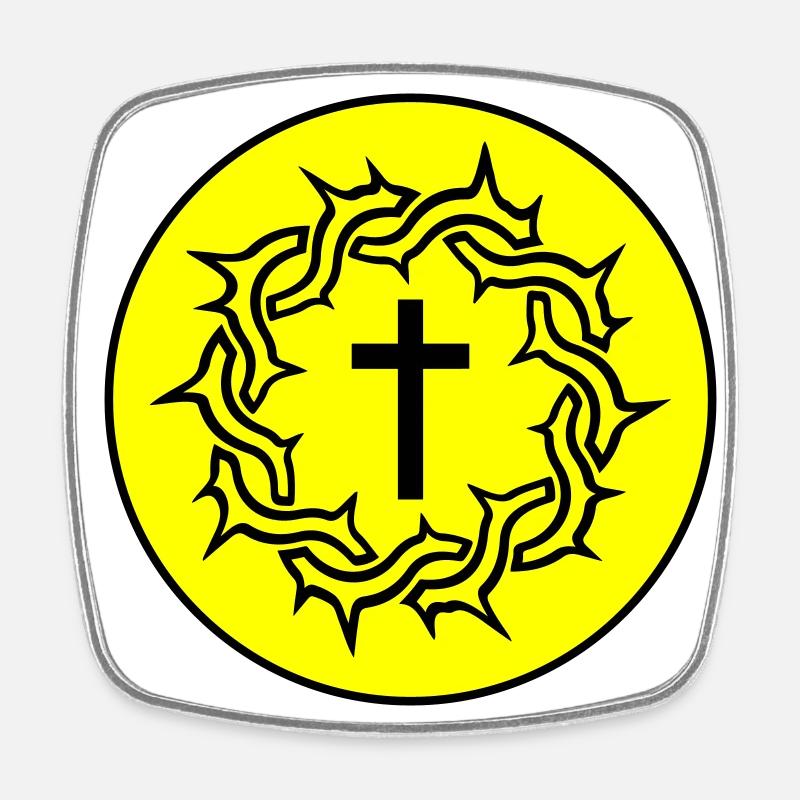 Couronne d’épines Icône de Jésus - Magnet carré - blanc