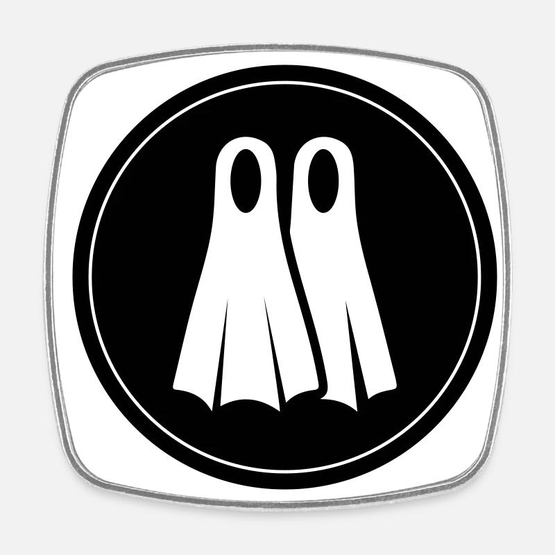 Diving Fin Circle - Square fridge magnet - white