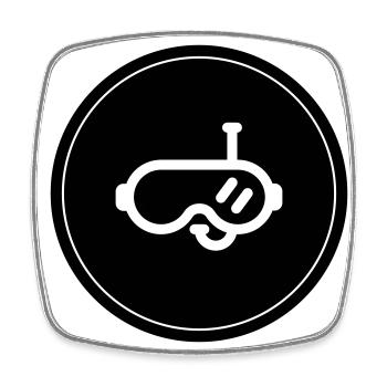 Diving goggles circle - Square fridge magnet - white - Front