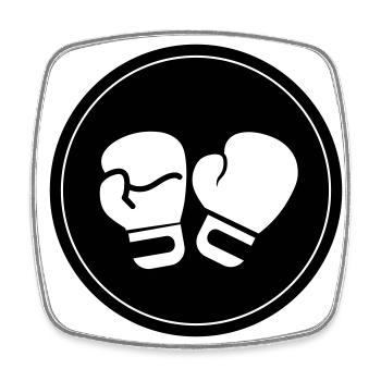 Symbole des gants de boxe - Magnet carré - blanc - Devant