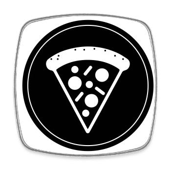 Cercle d’icônes de pizza - Magnet carré - blanc - Devant