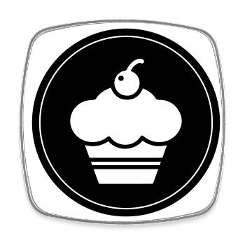 Muffin Silhouette Kreis - Viereckiger Kühlschrankmagnet - Weiß - Vorne