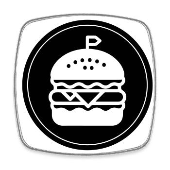Cercle d’icônes de hamburger - Magnet carré - blanc - Devant