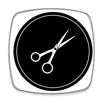 Schere Barber Kreis - Viereckiger Kühlschrankmagnet - Weiß - Vorne