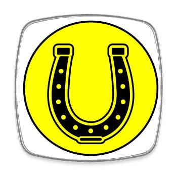 Hufeisen Symbol - Viereckiger Kühlschrankmagnet - Weiß - Vorne