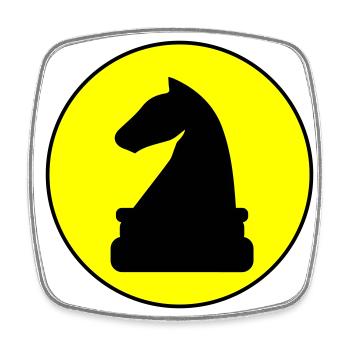 Pièce d’échecs de cheval - Magnet carré - blanc - Devant