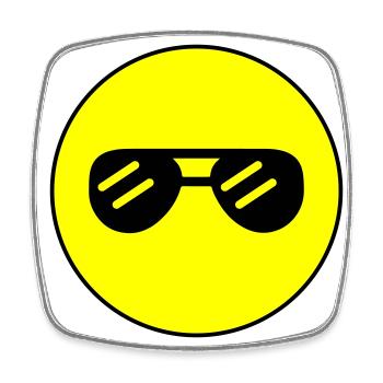 Icône lunettes de soleil - Magnet carré - blanc - Devant