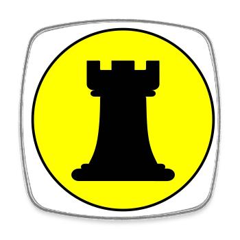 Schachfigur Turm - Viereckiger Kühlschrankmagnet - Weiß - Vorne