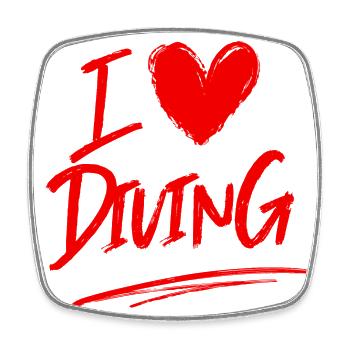 I love diving - Square fridge magnet - white - Front