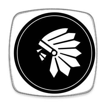 Symbole de la tête indienne - Magnet carré - blanc - Devant