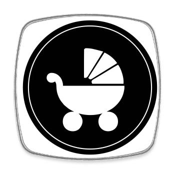 Kinderwagen baby - Viereckiger Kühlschrankmagnet - Weiß - Vorne