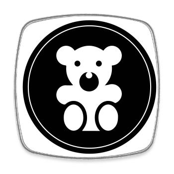 Ours en peluche bébé ours - Magnet carré - blanc - Devant