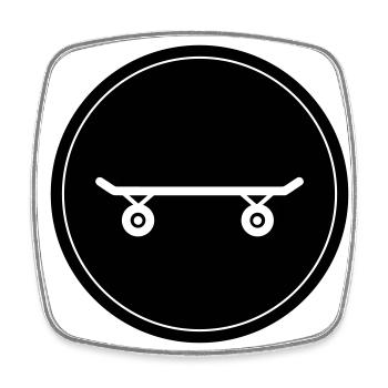 Skateboard Skaters - Magnet carré - blanc - Devant