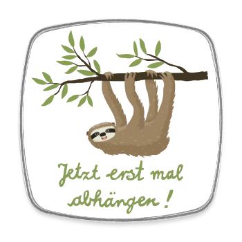 Faultier abhängen 2 - Viereckiger Kühlschrankmagnet - Weiß - Vorne