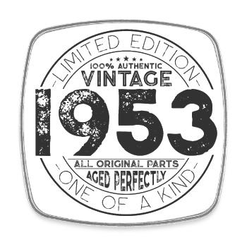 Born in 1953 Vintage Birthday Gift - Square fridge magnet - white - Front