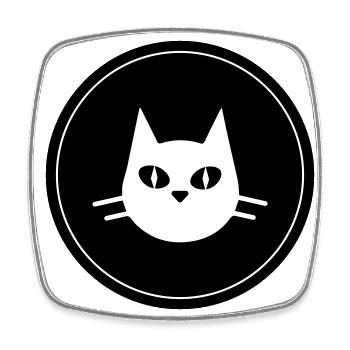 Cat Head Circle - Square fridge magnet - white - Front