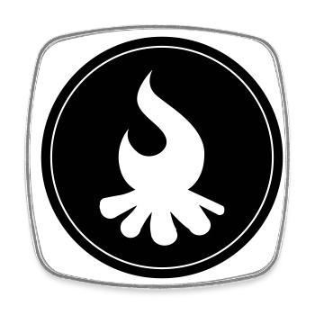 Cercle de feu de camp - Magnet carré - blanc - Devant