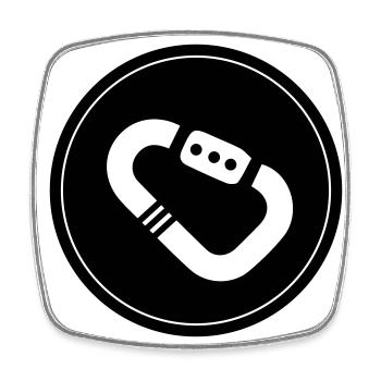 Climbing equipment carabiner circle - Square fridge magnet - white - Front